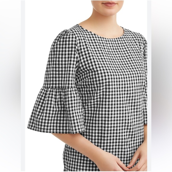 Gingham Check Print woven top sz M 💯cotton NWOT - Picture 2 of 6